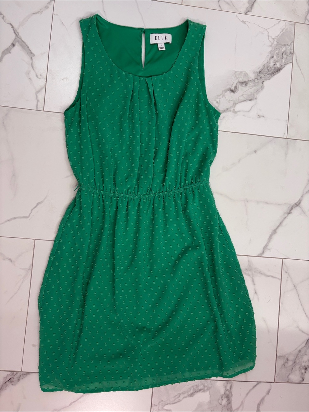ELLE Emerald Green Sleeveless Elastic-Waist Mini Dress